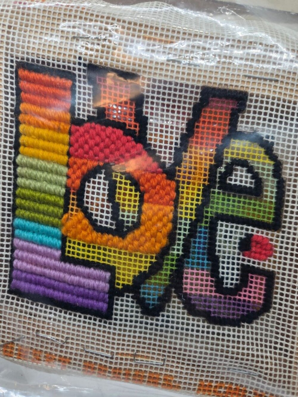 VTG Jiffy Needlepoint Kit "Love" Rainbow by Chris Davenport 1978 5x5 Retro hip - Picture 5 of 7